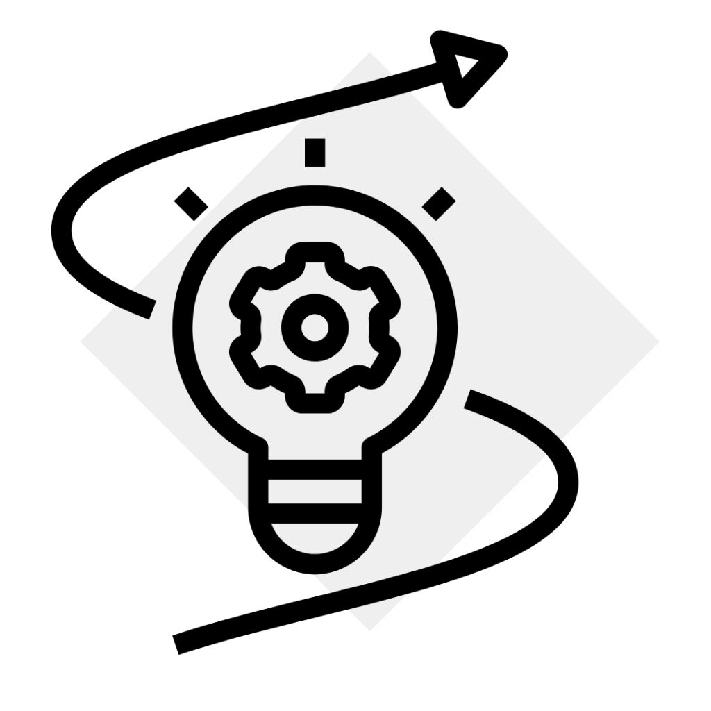 icon gears inside bulb symbolising idea