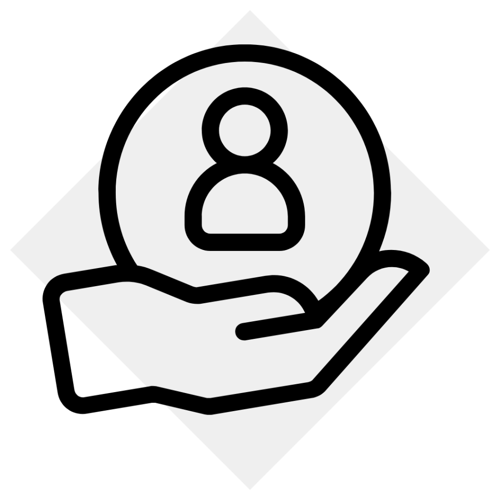 icono perfil sobre mano extendida